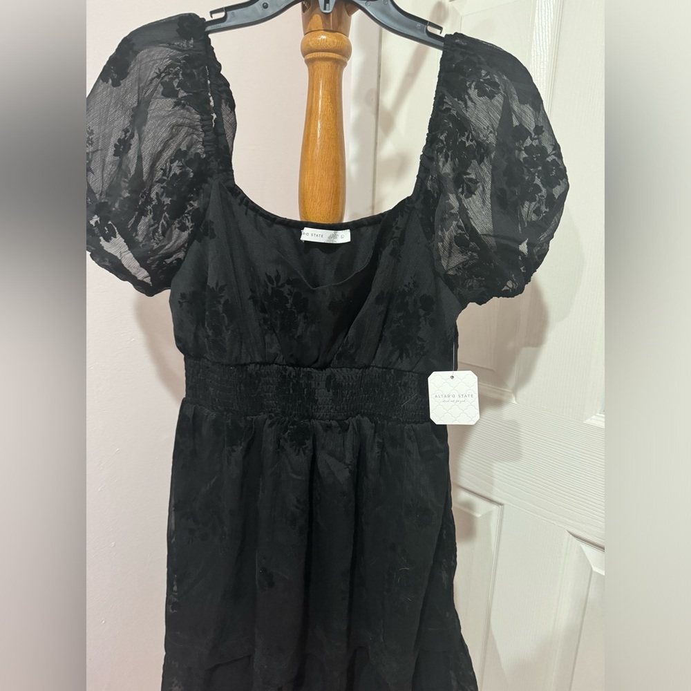 NWT Altar’d State Black Floral Mini Dress - Picture 7 of 9